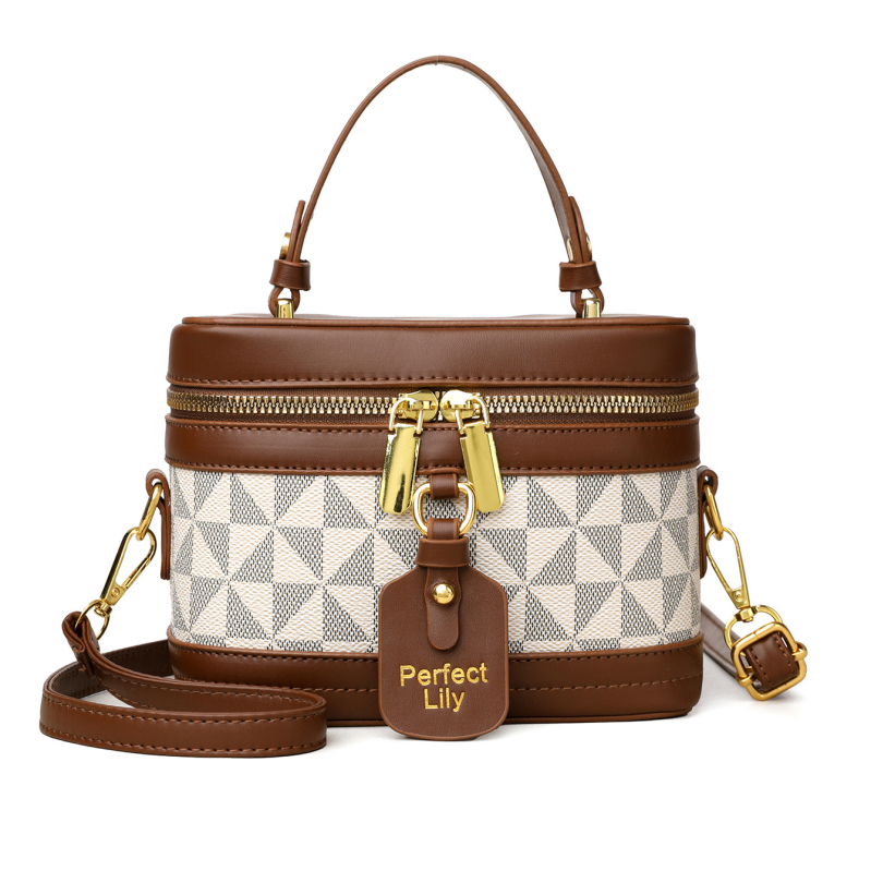 Bucket kott retro-stiili street trend, PU materjal, ruudukujuline kuju, tõmblukk, 3D välistasku