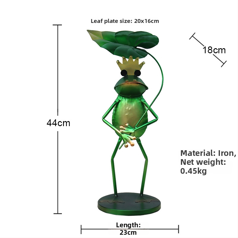 Väljas kasutatav raudne linnutoitja konn-motiiviga ja lille sisestusega aiadekoratsioon