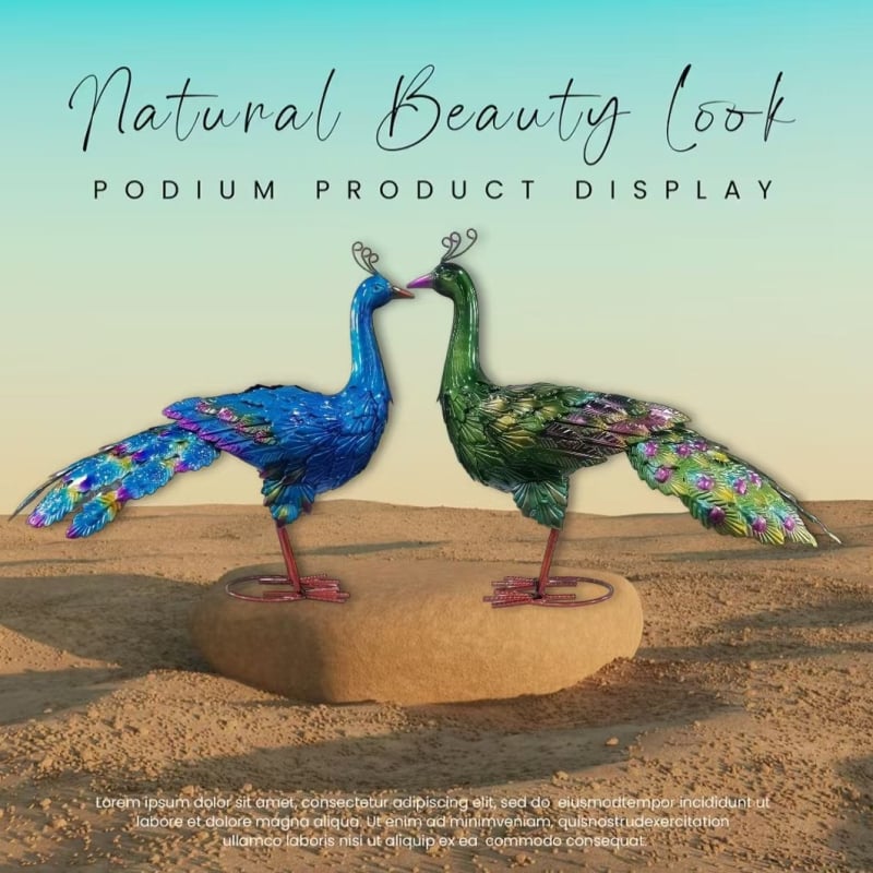 Kovový ozdobný prvok s pauním chvostom, odnímateľný, na záhradu aj na stôl — materiál železo, štýl ľahká luxus