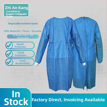 Jednorazové izolačné rúško z netkanej textílie, vodeodolné a priedušné, zosilnené švy tepelného zvárania, krátke rukávy, ochranné oblečenie pre laboratórne/experimentálne práce