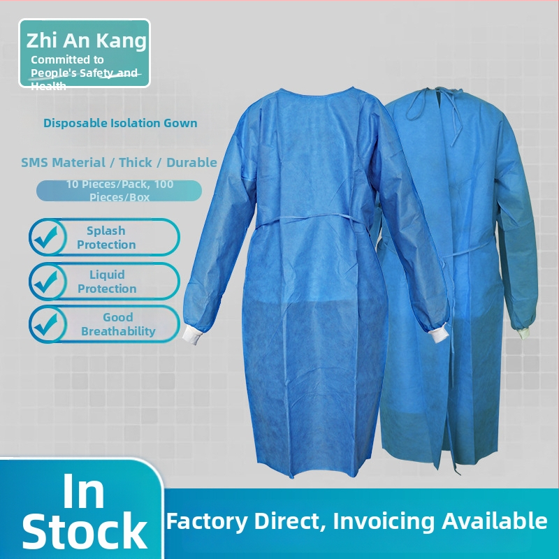 Jednorazové izolačné rúško z netkanej textílie, vodeodolné a priedušné, zosilnené švy tepelného zvárania, krátke rukávy, ochranné oblečenie pre laboratórne/experimentálne práce