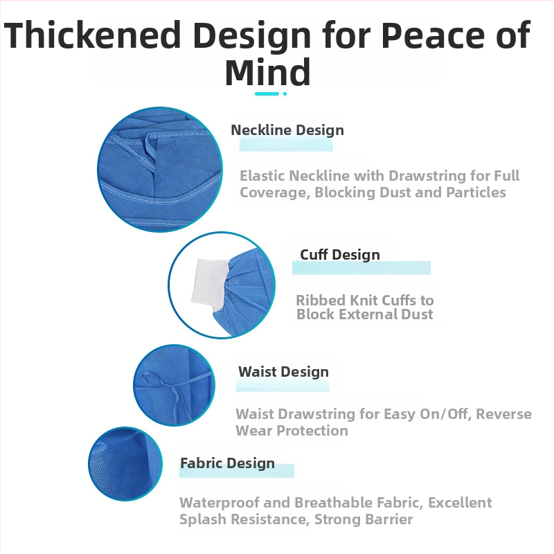 Jednorazové izolačné rúško z netkanej textílie, vodeodolné a priedušné, zosilnené švy tepelného zvárania, krátke rukávy, ochranné oblečenie pre laboratórne/experimentálne práce