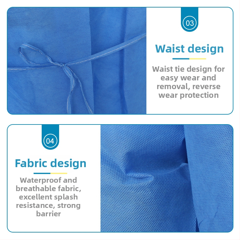 Jednorazové izolačné rúško z netkanej textílie, vodeodolné a priedušné, zosilnené švy tepelného zvárania, krátke rukávy, ochranné oblečenie pre laboratórne/experimentálne práce