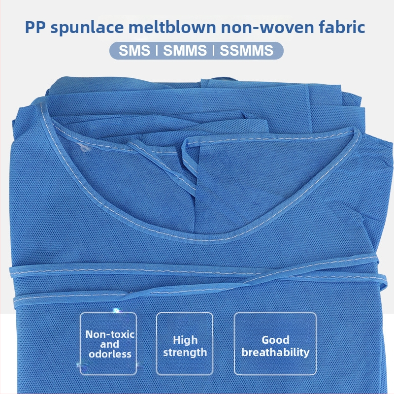 Jednorazové izolačné rúško z netkanej textílie, vodeodolné a priedušné, zosilnené švy tepelného zvárania, krátke rukávy, ochranné oblečenie pre laboratórne/experimentálne práce