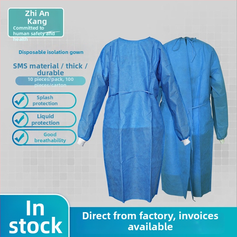 Jednorazové izolačné rúško z netkanej textílie, vodeodolné a priedušné, zosilnené švy tepelného zvárania, krátke rukávy, ochranné oblečenie pre laboratórne/experimentálne práce