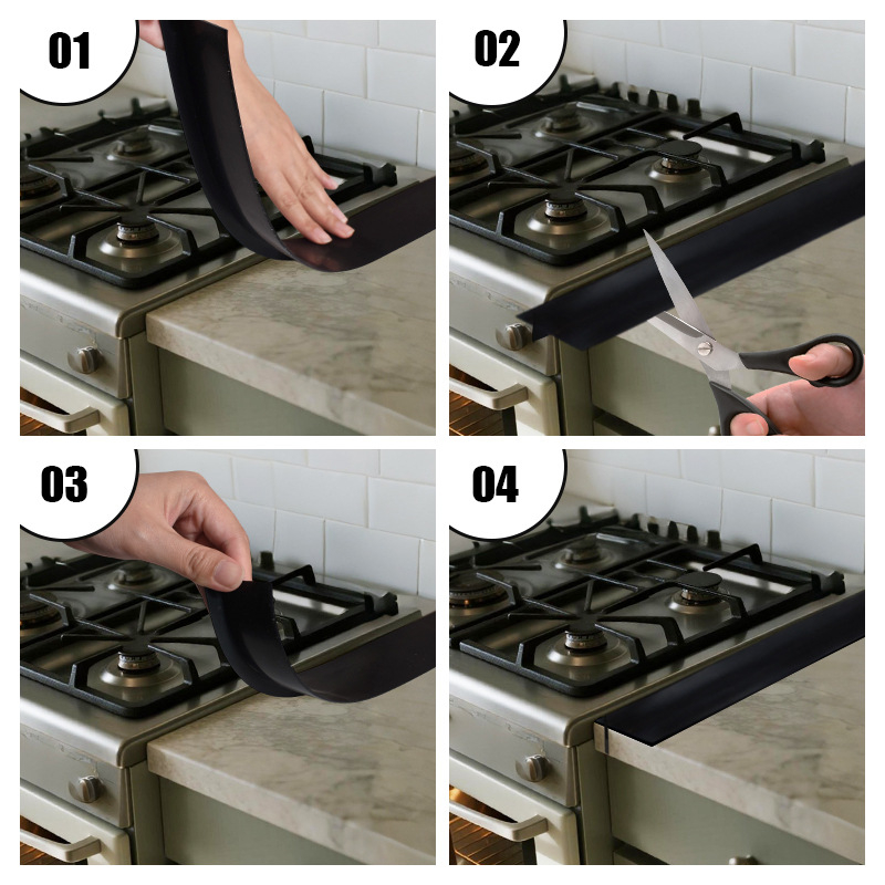 Silikónová tesniaca páska pre škáru medzi sporákom a pracovnou doskou, T tvar, vysokoteplotná, prachotesná a olejovzdorná