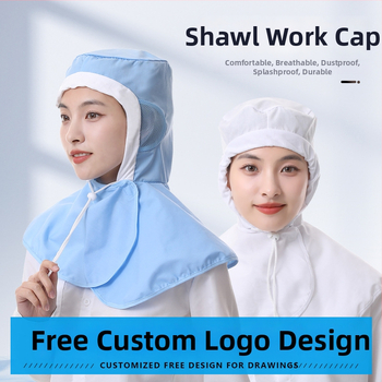 Bavlnená dýchacia hygienická čiapka pre pracovníkov vo potravinárskej výrobe, prachotesná, s plochým vrchom a vyšívaným logom