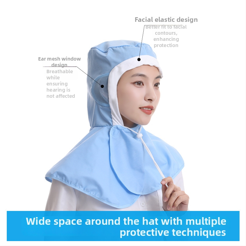 Medvilninė kvėpuojanti higienos kepurė maisto gamybos darbuotojams, dulkių atspari, plokščio viršaus ir siuvinėtas logotipas