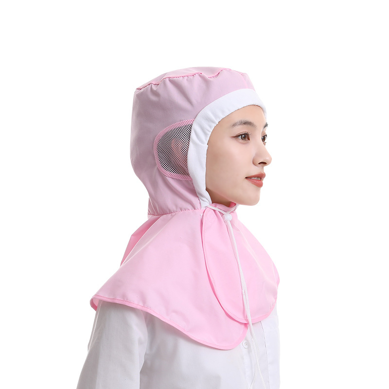 Pamukasta dišna higijenska kapa za radnike u prehrambenoj industriji, prozračna, s plosatim vrhom i ušivenim logom