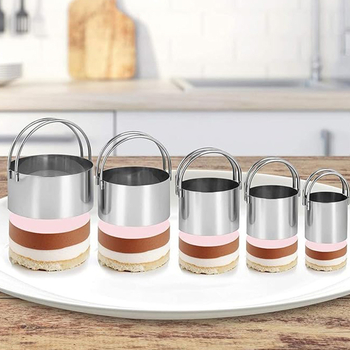 Pet dijelova set okruglih kalupa za pečenje od nehrđajućeg čelika