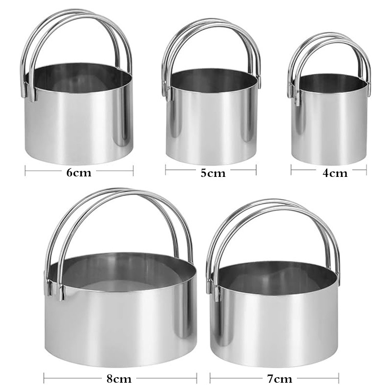 Pet dijelova set okruglih kalupa za pečenje od nehrđajućeg čelika