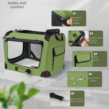 Automobilová taška na domáce zvieratá – veľká taška pre mačky a malé/stredné psy, polyester, kód produktu Fzcw1014, jednofarebný vzor, stredná tuhosť