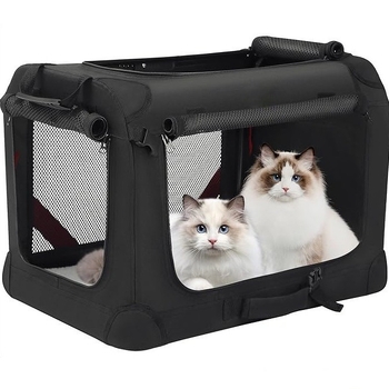 Geantă de transport pentru animale pentru mașină – pentru două pisici și câini mici/medii, poliester, cod produs Fzcw1014, design monocrom, rigiditate medie