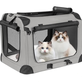 Geantă de transport pentru animale pentru mașină – pentru două pisici și câini mici/medii, poliester, cod produs Fzcw1014, design monocrom, rigiditate medie