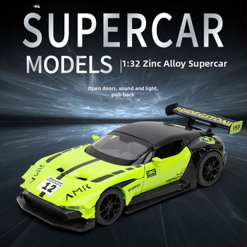 Zliatinový 1:32 závodný model auta so svetelnými efektmi a zvukom, batériový pohon