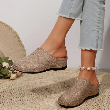 Sandalai su apvaliu nosimi, PU viršus, guminis padas, vidus iš imitacinės odos, miesto stilius