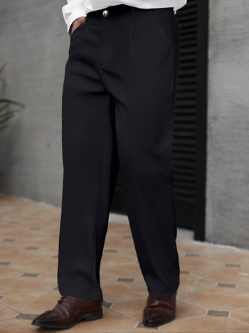 Vyrų verslo stiliaus siaurėjančios kelnės iš corduroy lino, viengubas užsegimas