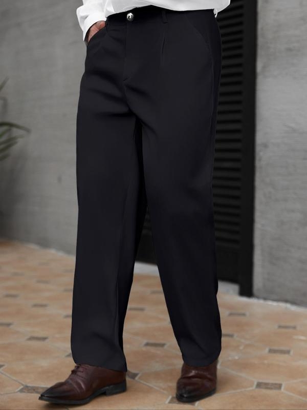 Vyrų verslo stiliaus siaurėjančios kelnės iš corduroy lino, viengubas užsegimas