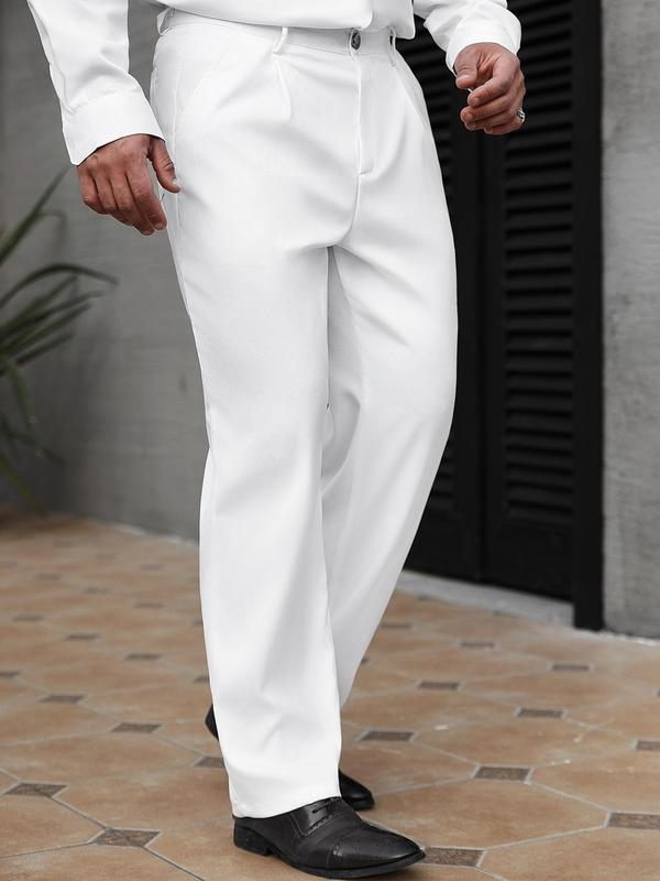 Vyrų verslo stiliaus siaurėjančios kelnės iš corduroy lino, viengubas užsegimas