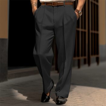 Muške lanene hlače ravnog kroja, lagani poslovni stil, svakodnevna upotreba, četiri sezone, jesen 2025