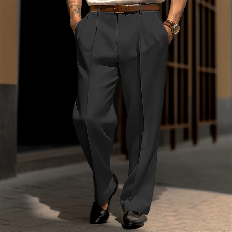 Muške lanene hlače ravnog kroja, lagani poslovni stil, svakodnevna upotreba, četiri sezone, jesen 2025