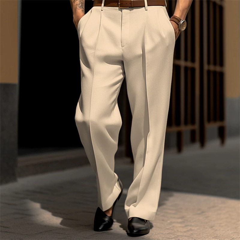 Muške lanene hlače ravnog kroja, lagani poslovni stil, svakodnevna upotreba, četiri sezone, jesen 2025