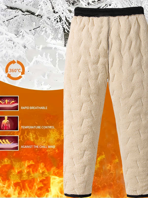 Muške zimske hlače s flis podstavom, ravni kroj, srednji pojas, 100% poliester