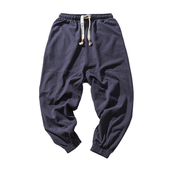 Харем панталони, японски ретро стил, свободна кройка, висока талия, памучна материя