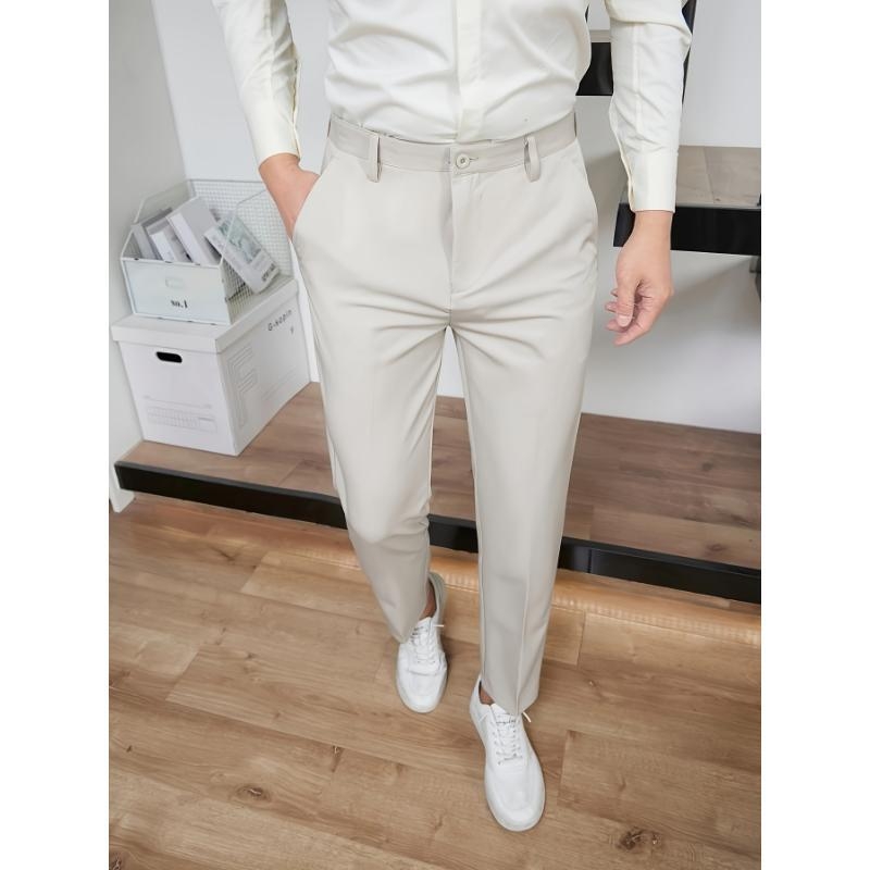 Мъжки панталони с прав крак, висока талия, бамбукови влакна, корейски стил, висока еластичност