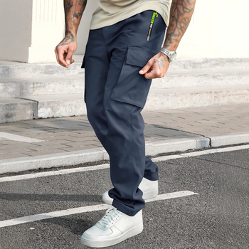 Мъжки ежедневни панталони с прав крак, средна талия, полиестер, едноцветни