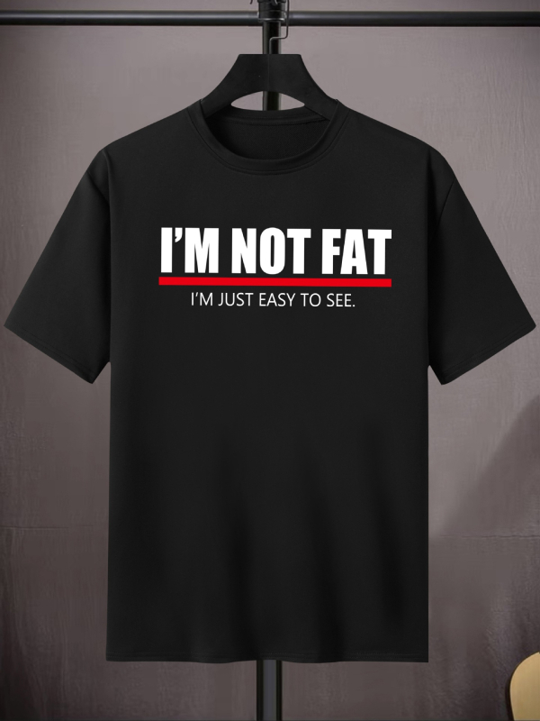 Muška pamučna majica s printom 'I'm NOT FAT' – okrugli izrez, kratki rukav, casual