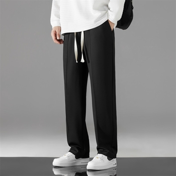 Casual hlače, korejskog stila, ravnog kroja, do gležnja, niskog struka, prozračna mješavina pamuka i poliestera (90% poliester)