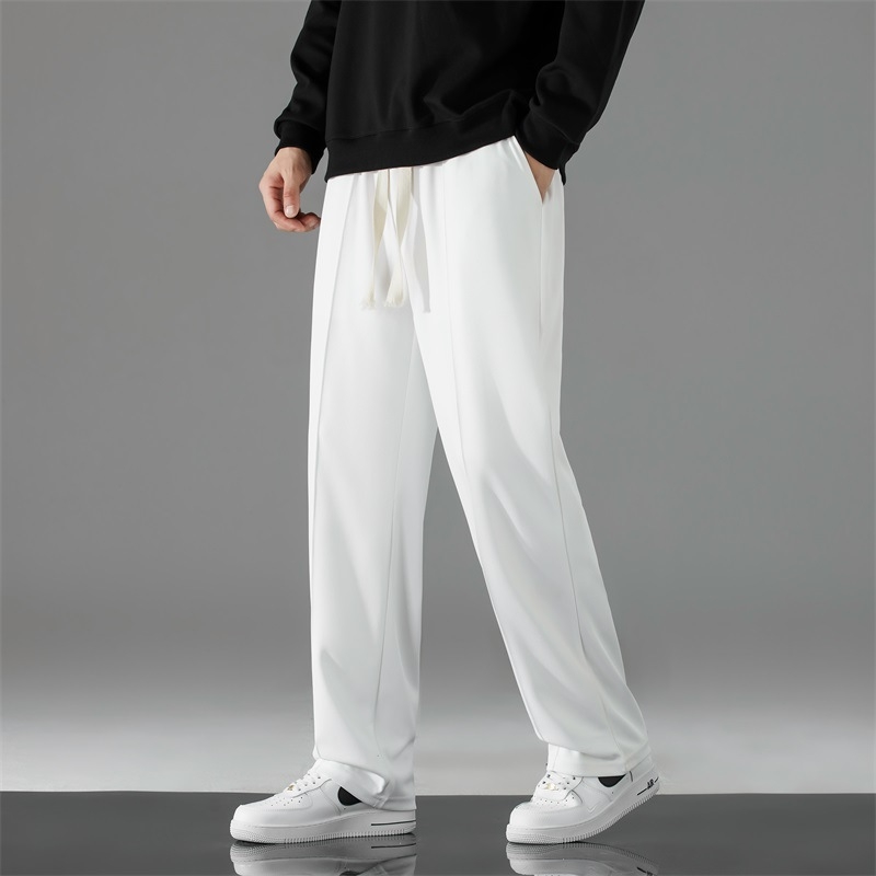 Casual hlače, korejskog stila, ravnog kroja, do gležnja, niskog struka, prozračna mješavina pamuka i poliestera (90% poliester)