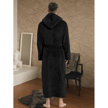 Νυχτερινή ρόμπα από νάιλον με κουκούλα, διπλό στρώμα, στυλ πουλόβερ, αίσθηση πολυτέλειας