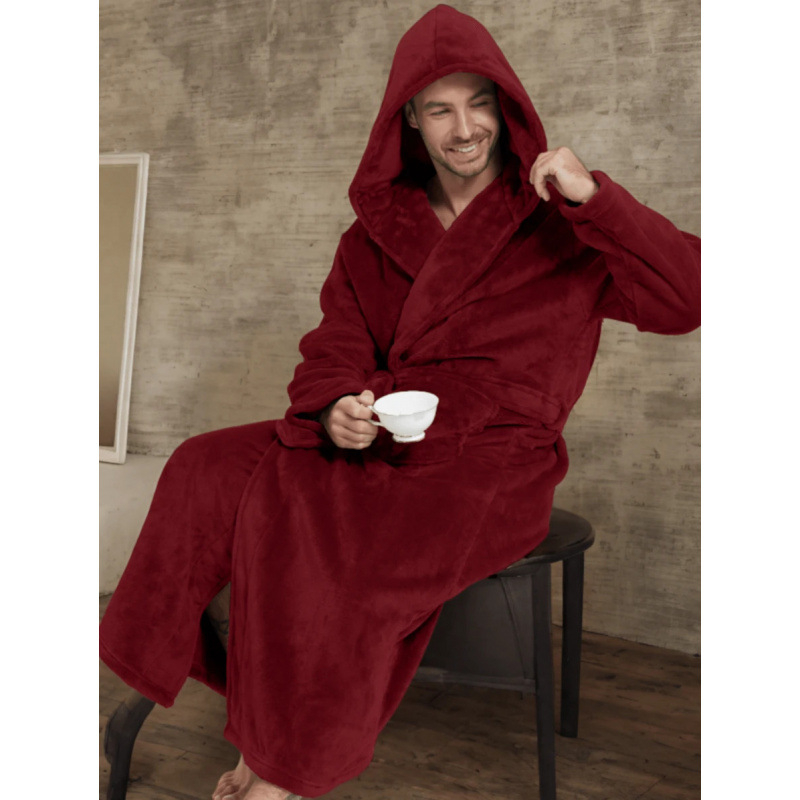 Νυχτερινή ρόμπα από νάιλον με κουκούλα, διπλό στρώμα, στυλ πουλόβερ, αίσθηση πολυτέλειας