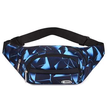 Geantă de talie unisex din Oxford, cu strat intermediar, buzunar pentru ID, fermoar și design crossbody 3D