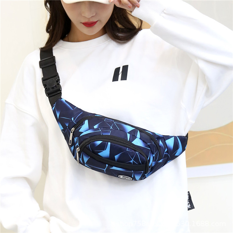 Geantă de talie unisex din Oxford, cu strat intermediar, buzunar pentru ID, fermoar și design crossbody 3D