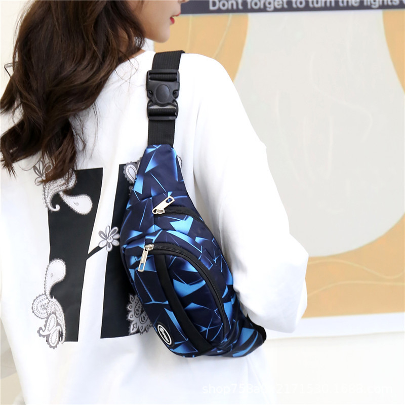 Geantă de talie unisex din Oxford, cu strat intermediar, buzunar pentru ID, fermoar și design crossbody 3D