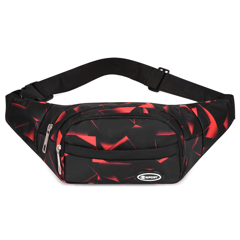 Geantă de talie unisex din Oxford, cu strat intermediar, buzunar pentru ID, fermoar și design crossbody 3D