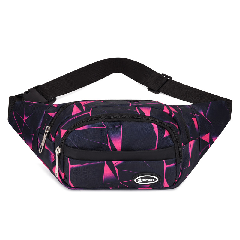 Geantă de talie unisex din Oxford, cu strat intermediar, buzunar pentru ID, fermoar și design crossbody 3D