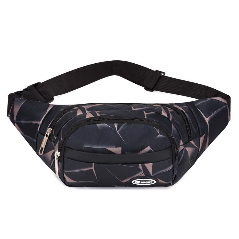 Geantă de talie unisex din Oxford, cu strat intermediar, buzunar pentru ID, fermoar și design crossbody 3D