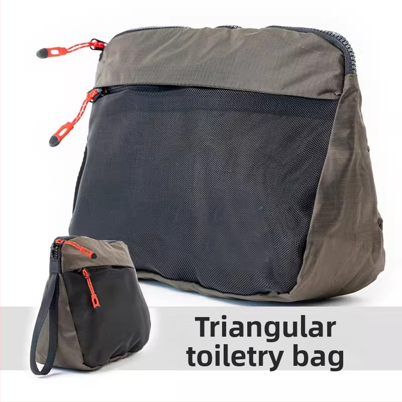 Taštička na hygienu – japonský štýl, ultraľahká, nepremokavá nylonová, trojuholníkové sieťové vrecko, vhodná pre vonkajšie cesty