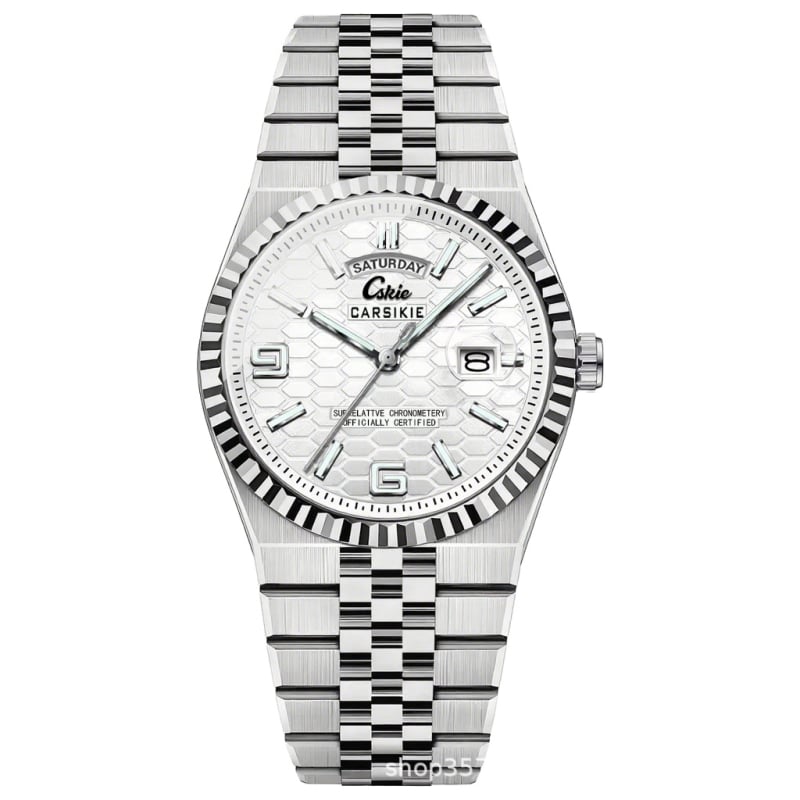 Muški kvarcni sat s čeličnim kaišem, brojčanik s pčelinjim saćem, kalendar, luminescencija, dekorativne detalje