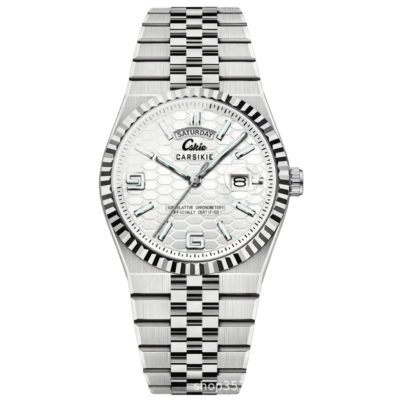 Muški kvarcni sat s čeličnim kaišem, brojčanik s pčelinjim saćem, kalendar, luminescencija, dekorativne detalje