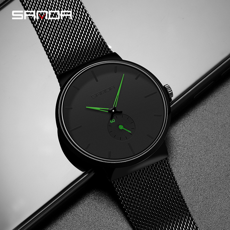 Muški kvarc sat 1059, japanski importiran mehanizam, vodootpornost 30M, mrežasti kaiš od nehrđajućeg čelika, promjer brojčanika 40,5 mm