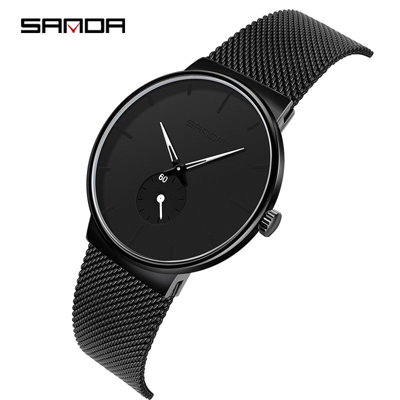 Muški kvarc sat 1059, japanski importiran mehanizam, vodootpornost 30M, mrežasti kaiš od nehrđajućeg čelika, promjer brojčanika 40,5 mm