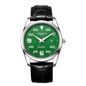 CH52 kvarcni sat s kožnim remenom, otporan na vodu do 30 m, kućište od cinkovog legura