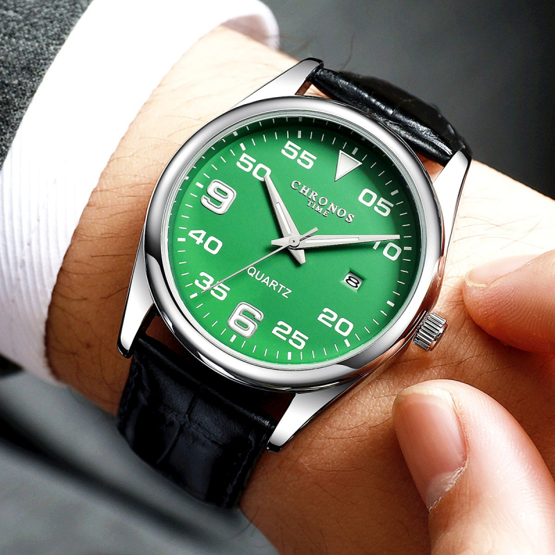 CH52 kvarcni sat s kožnim remenom, otporan na vodu do 30 m, kućište od cinkovog legura