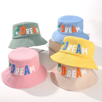 Dječja ribarska kapa s dinosaurem – velika obodna kapa, ravni vrh, proljeće-jesen, UV zaštita, prozračna, protiv insekata, pamuk-poliester mješavina