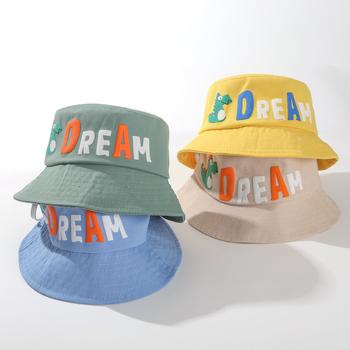 Dječja ribarska kapa s dinosaurem – velika obodna kapa, ravni vrh, proljeće-jesen, UV zaštita, prozračna, protiv insekata, pamuk-poliester mješavina